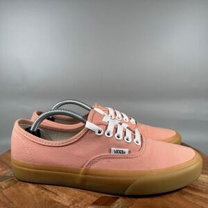 Vans Authentic Pink Canvas Gum Sole Low Top Sneakers Womens 8 Mens 6.5